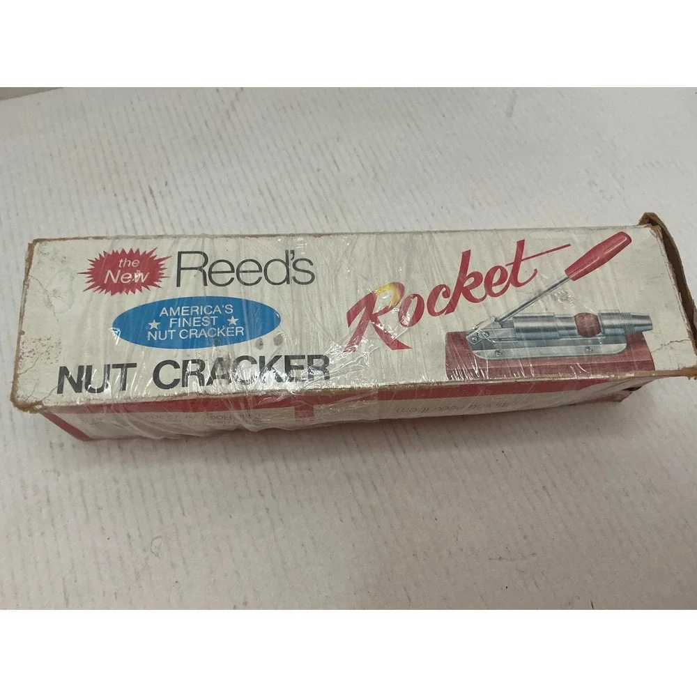 Reed Vintage Rocket Nutcracker Lever Action Wood Base Pecan Tool Large